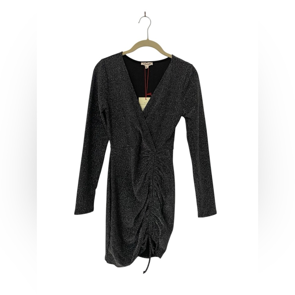 Rolla Coster Black Metallic Ruched Bodycon Dress NWT